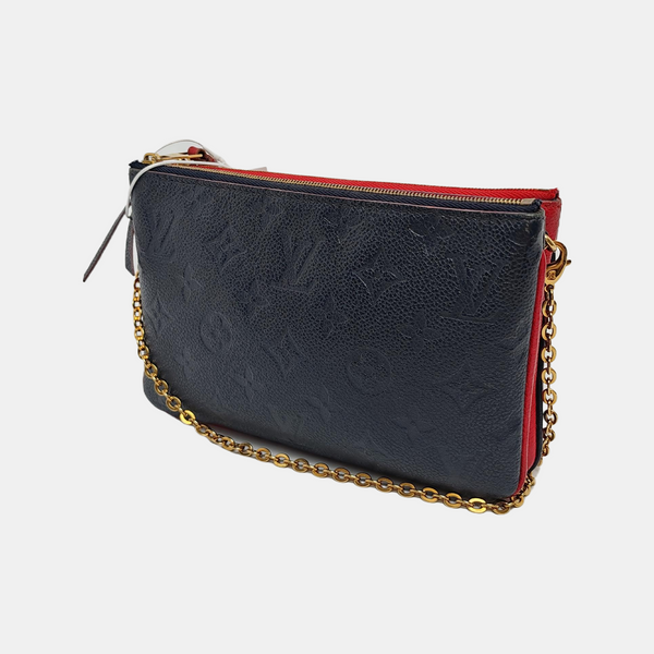 DOUBLE ZIP Monogram Calfskin Blue