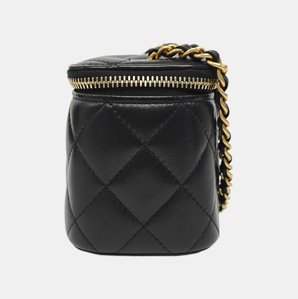 VANITY CASE Mini Quilted Lambskin Black