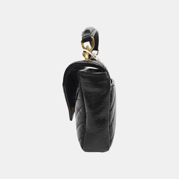 ENVELOPE Small Chevron Calfskin Black