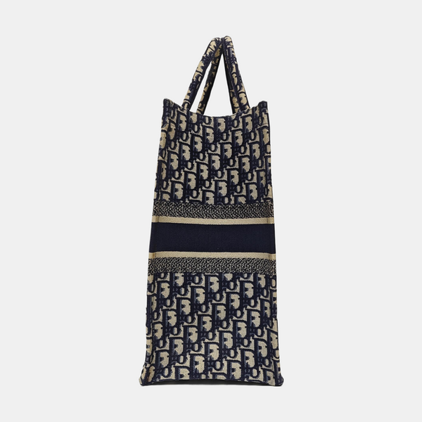 Book Tote Large Oblique Canvas Blue