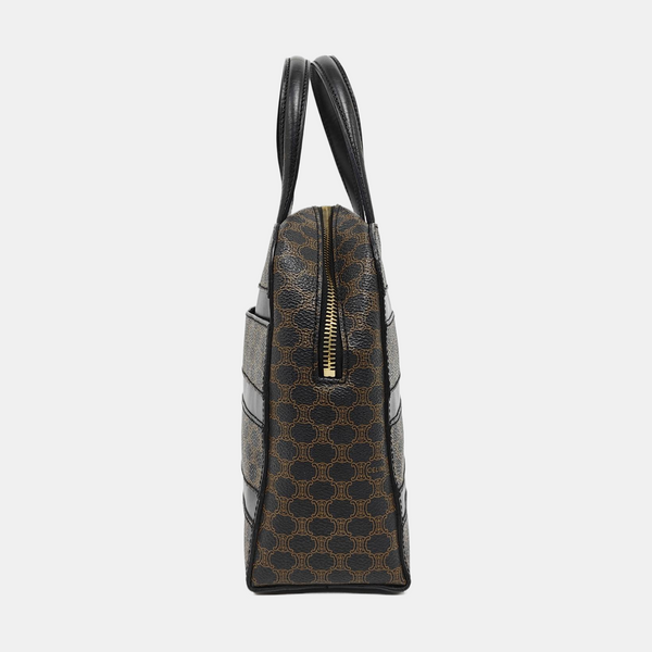 Coated Canvas Top Handle Bag Brown