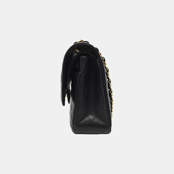 CLASSIC FLAP Medium Quilted Grained Calfskin Black