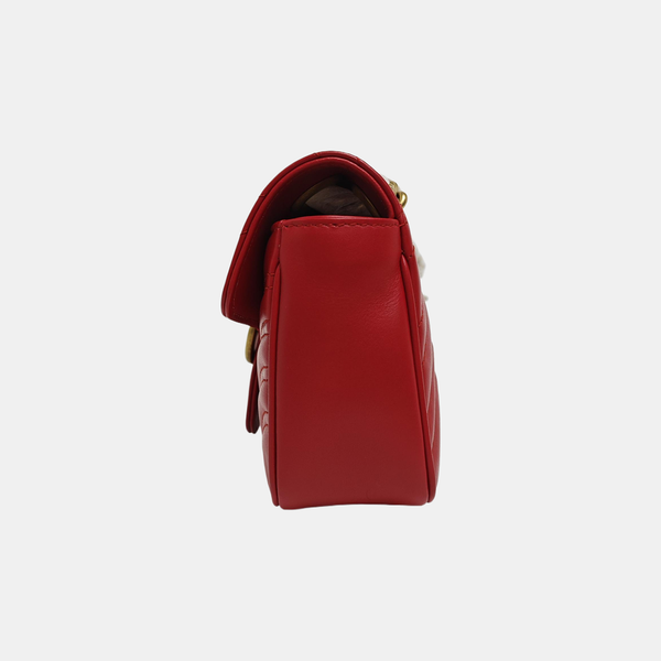 Authenticated pre-owned GG Marmont Small Quilted Calfskin Red - Shoulder Bag at Looply