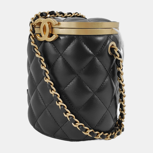 CROWN BOX VANITY Small Quilted Lambskin Black