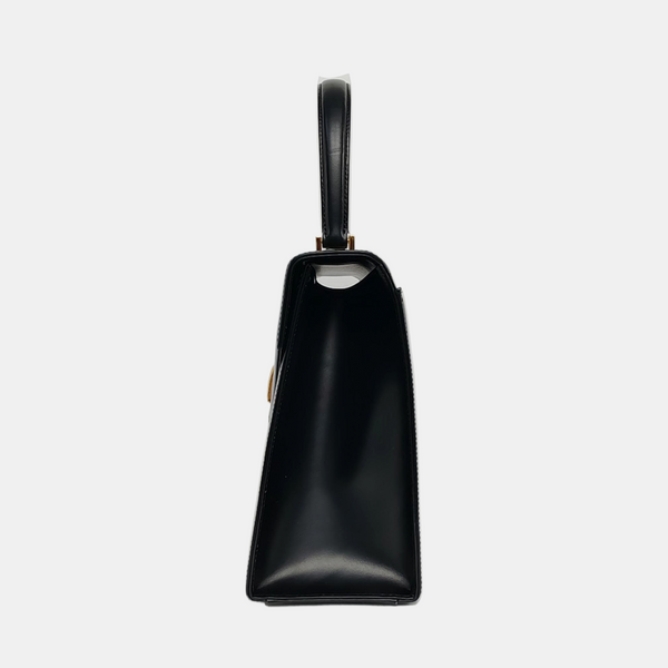 Quilted Calfskin Top Handle Bag Black
