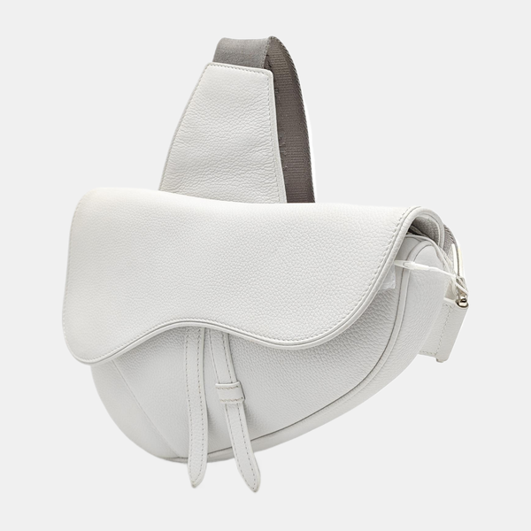 Authenticated pre-owned Saddle Medium Calfskin White - Crossbody Bag at Looply