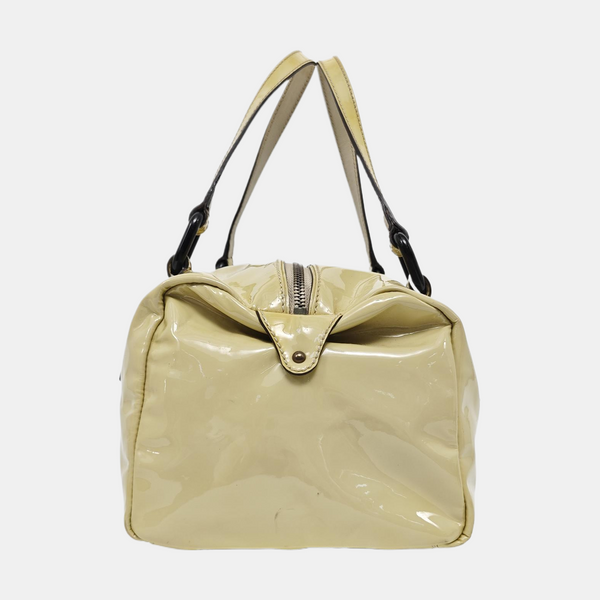 Patent Leather Top Handle Bag Yellow