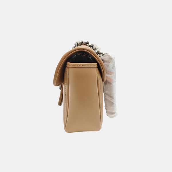 GG Marmont Small Quilted Calfskin Brown