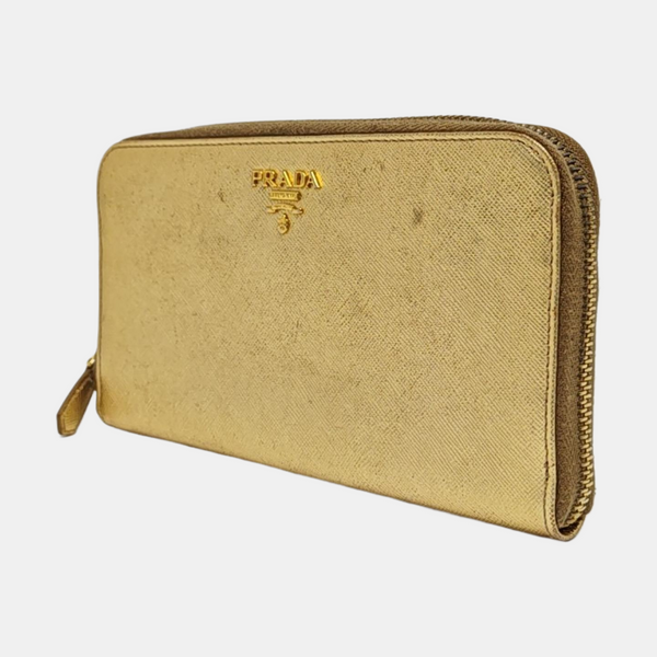 Saffiano Calfskin Wallet Gold