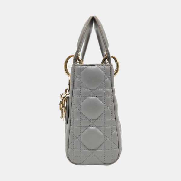 Lady Dior Mini Cannage Lambskin Gray