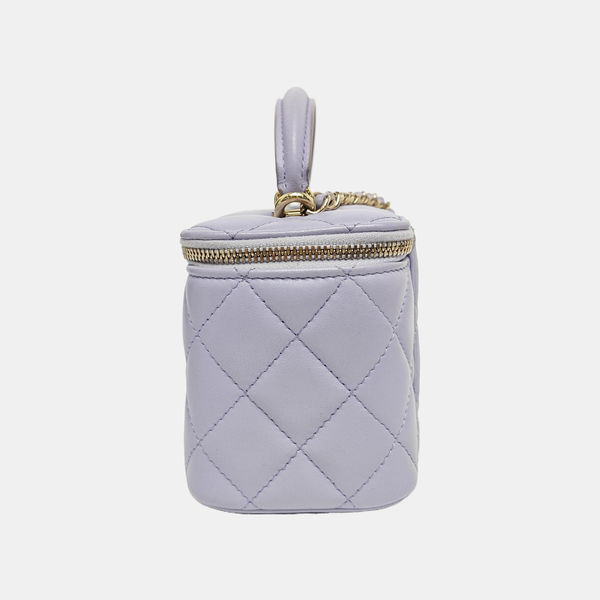 ESTUCHE DE TOCADOR Pequeño Acolchado Piel de Cordero Morado