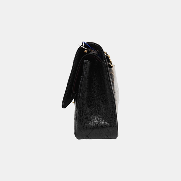 CLASSIC FLAP Jumbo Quilted Grained Calfskin Black