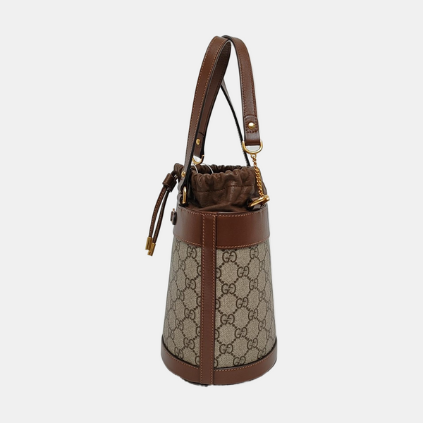Authenticated pre-owned Horsebit 1955 Small Coated Canvas Beige - Bucket Bag at Looply