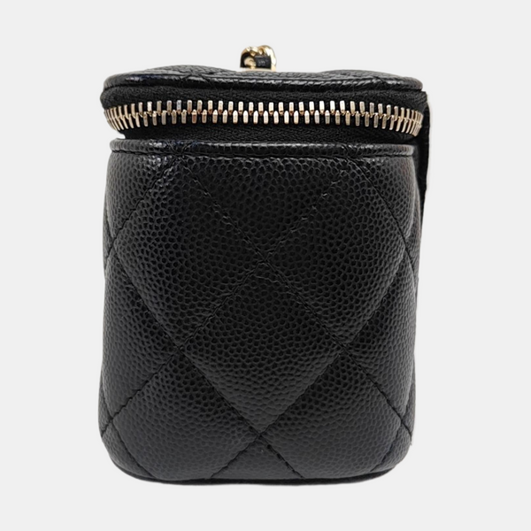 VANITY CASE Mini Quilted Grained Calfskin Black