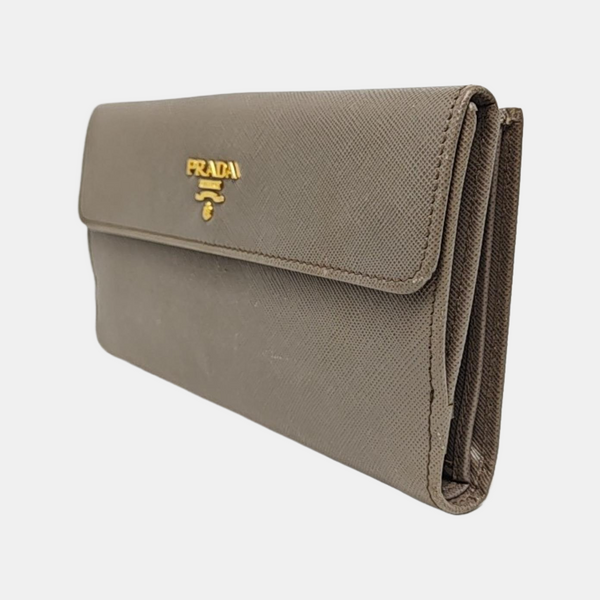 Fold Wallet Saffiano Calfskin Gray Wallet