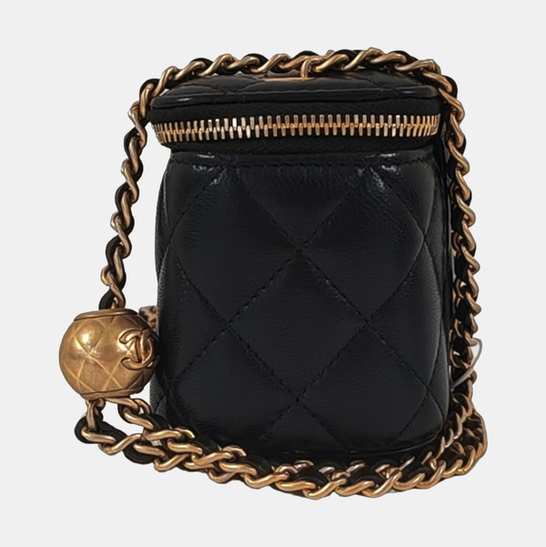 Authenticated pre-owned VANITY CASE Small Quilted Lambskin Black - Shoulder Bag at Looply