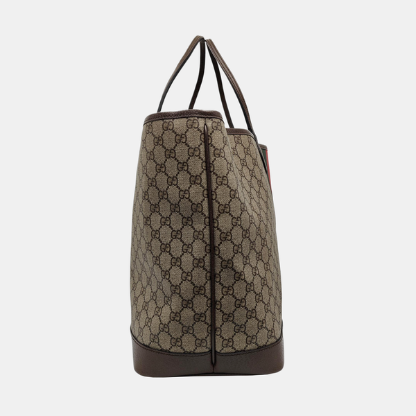 Monogram Coated Canvas Tote Bag Large Beige