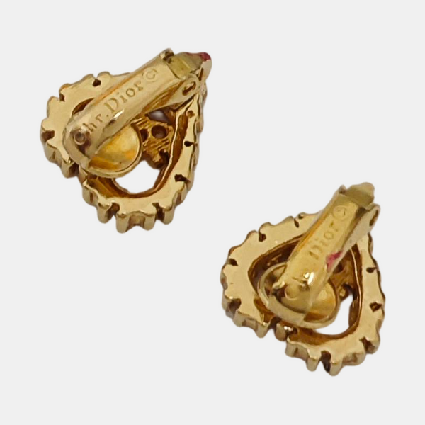 Dior Oblique Metal Gold Clip On Earrings