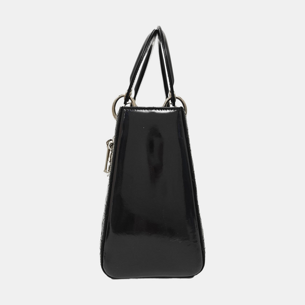 Lady Dior Medium Cannage Patent Leather Black