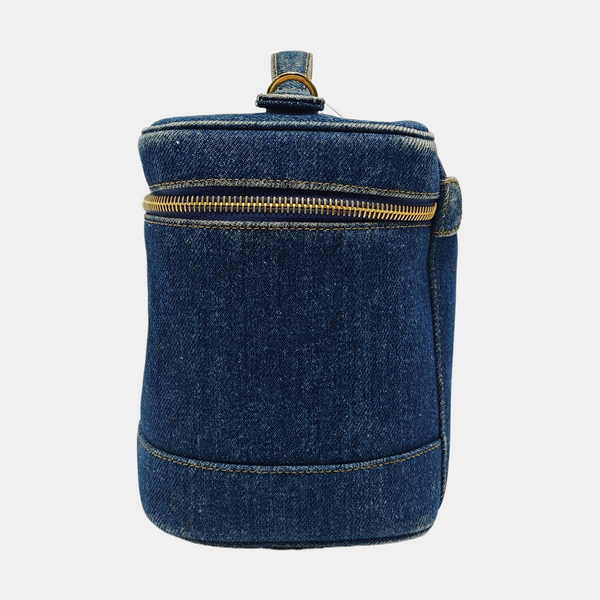 VINTAGE COSMETIC BAGS Quilted Denim Blue