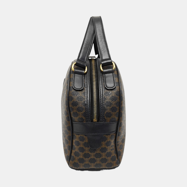 Coated Canvas Top Handle Bag Black