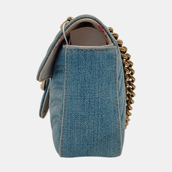 GG Marmont Small Quilted Denim Blue