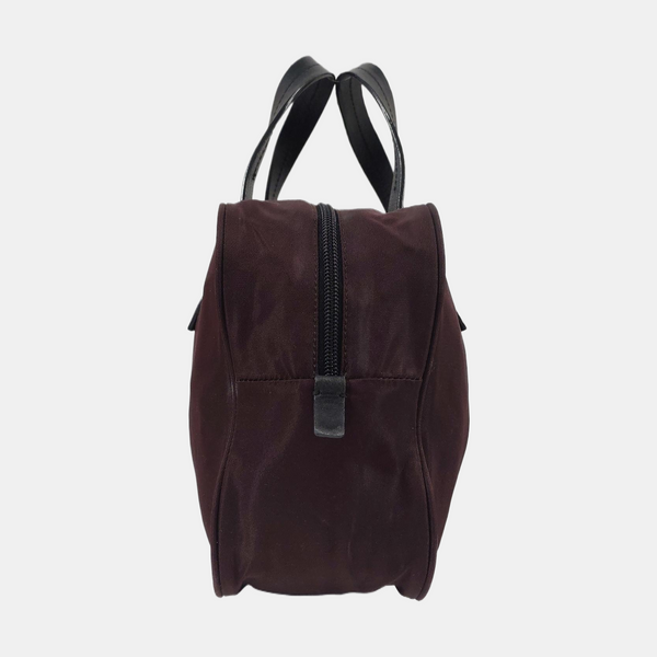 Nylon Top Handle Bag Brown
