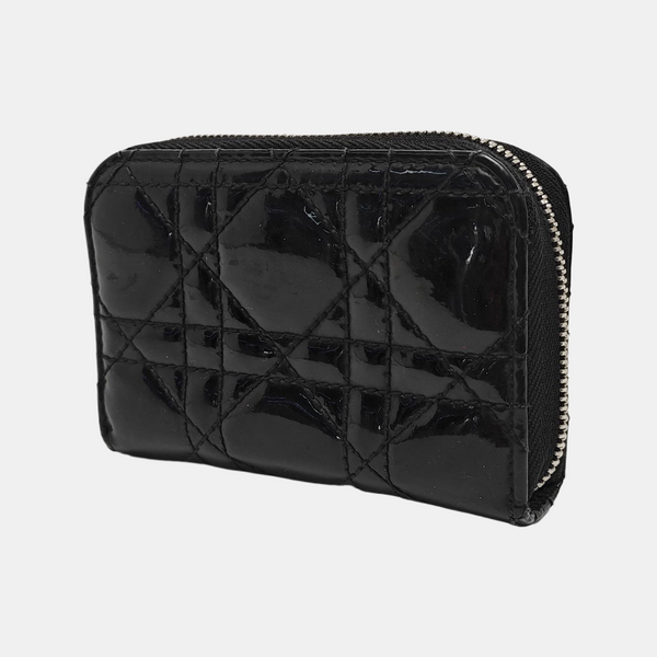 Lady Dior Cannage Patent Leather Black Wallet