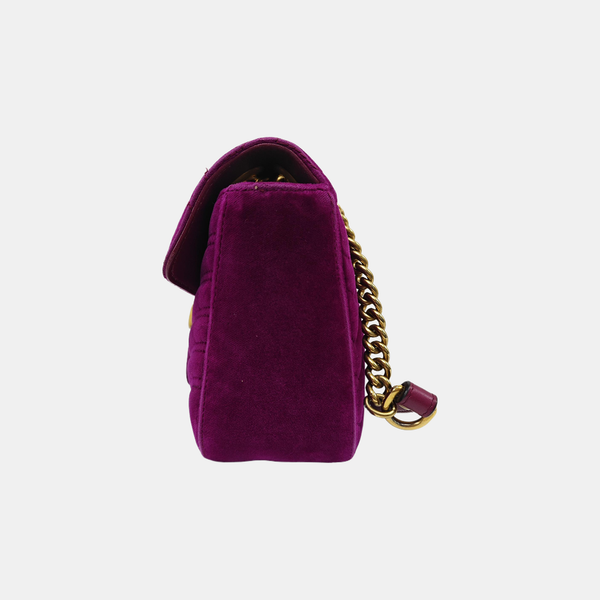 GG Marmont Medium Quilted Velvet Red