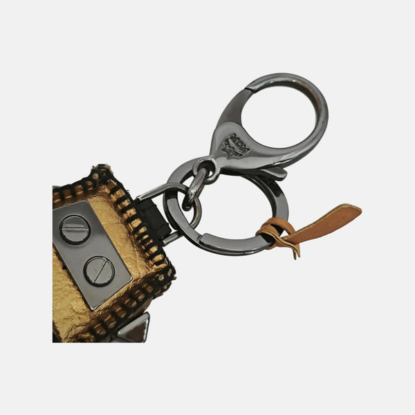 Gold Leather Bag Charm
