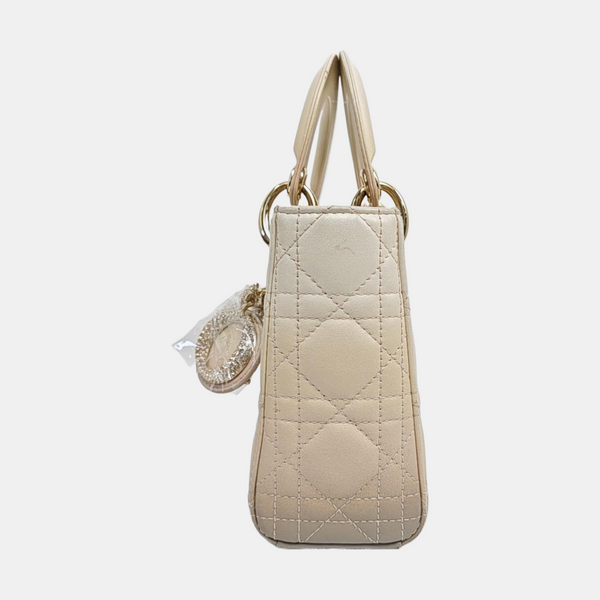 Lady Dior Mini Cannage Lambskin Beige