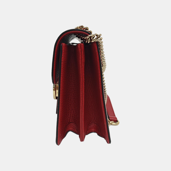 Interlocking G Small Calfskin Red