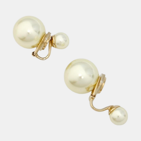 Faux Pearl White Clip On Earrings