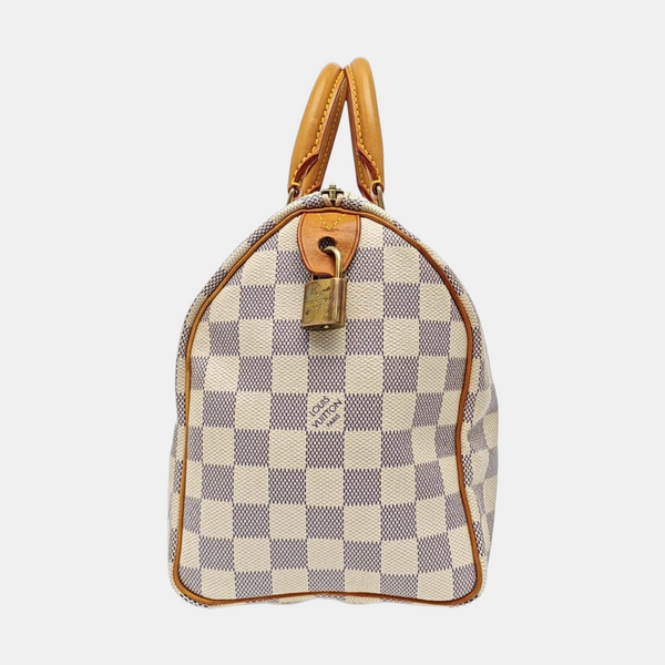SPEEDY 25 Damier Azur Coated Canvas White