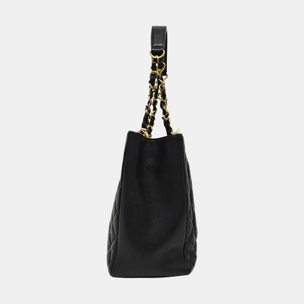 CHANEL GST Large Quilted Grained Calfskin Black