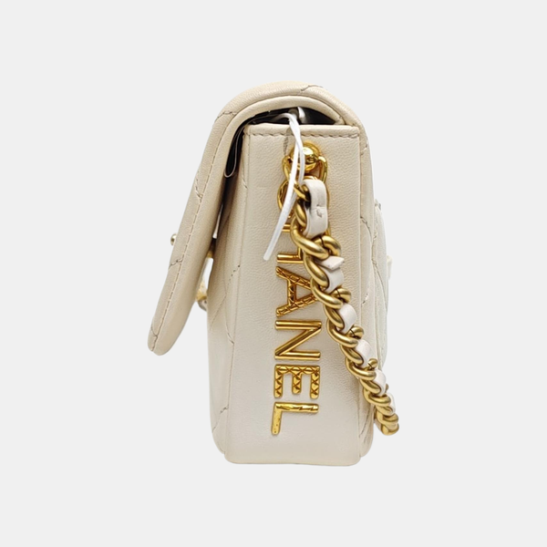 Quilted Calfskin Shoulder Bag White
