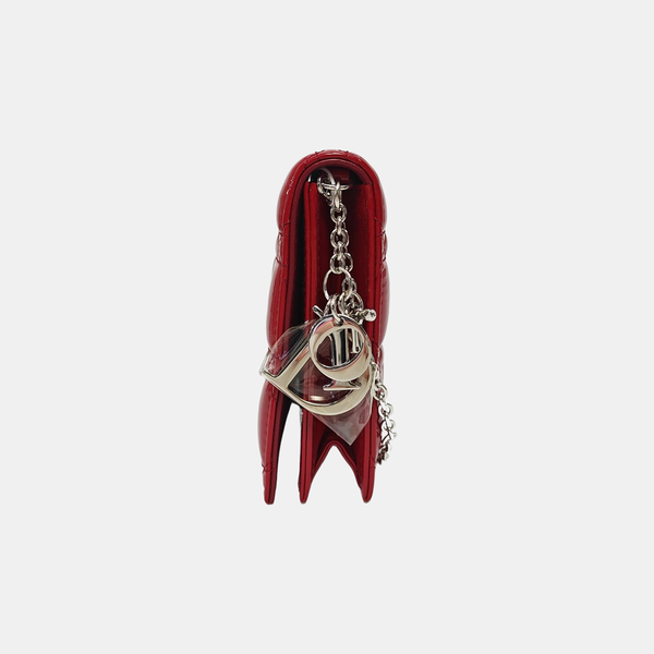Lady Dior Medium Cannage Patent Leather Red