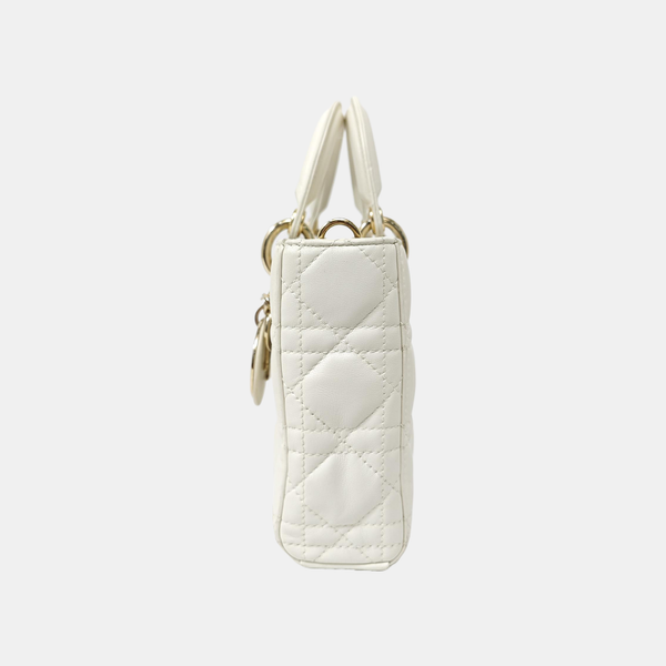 Lady D-Joy Medium Cannage Lambskin White