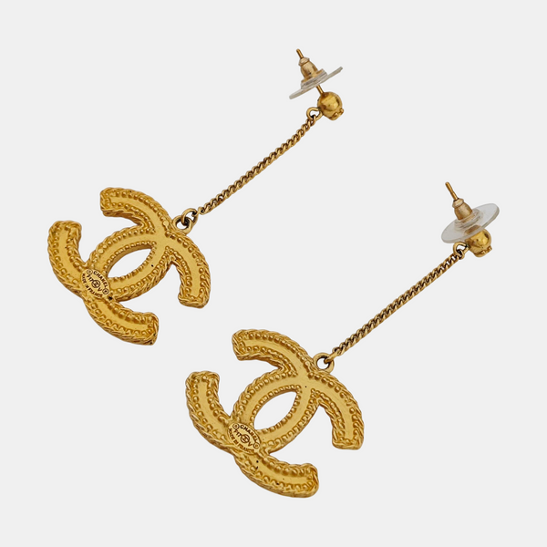 CC Logo Metal Gold Stud Earrings