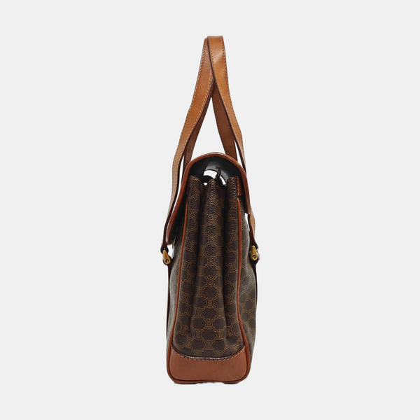 Coated Canvas Top Handle Bag Brown