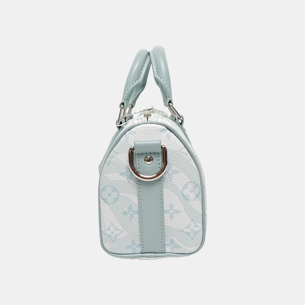 KEEPALL 25 Monogram Coated Canvas Blue