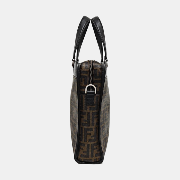 Coated Canvas Shoulder Bag Brown