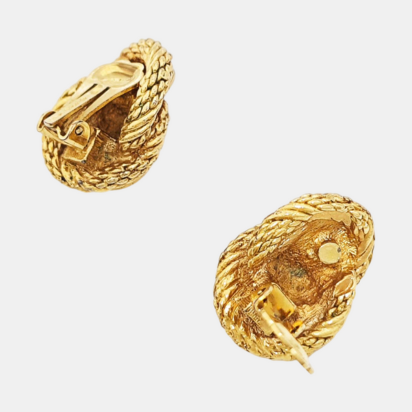 Twist Round Metal Gold Clip On Earrings
