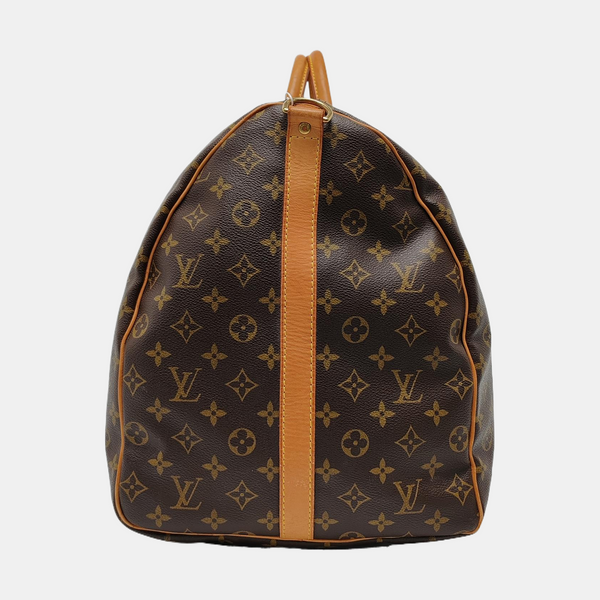 KEEPALL 60 Monogram Coated Canvas Brown