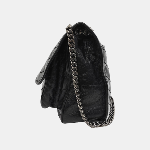 NIKI Medium Chevron Calfskin Black