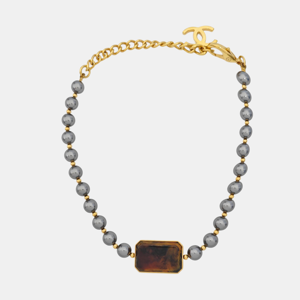 Faux Pearl Gray Necklace