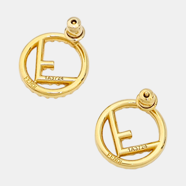 F Is Metal Gold Stud Earrings