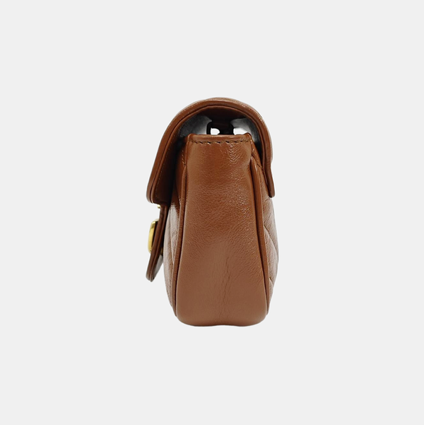 GG Marmont Mini Quilted Calfskin Brown
