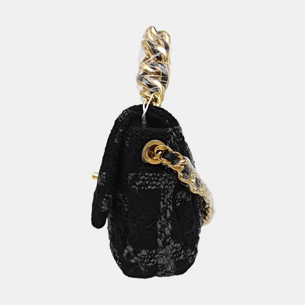 CHANEL 19 Small Quilted Wool Black
