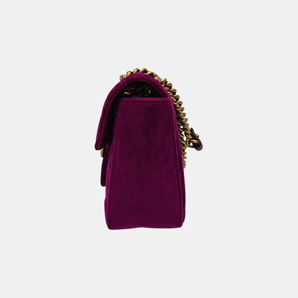 GG Marmont Medium Quilted Velvet Red